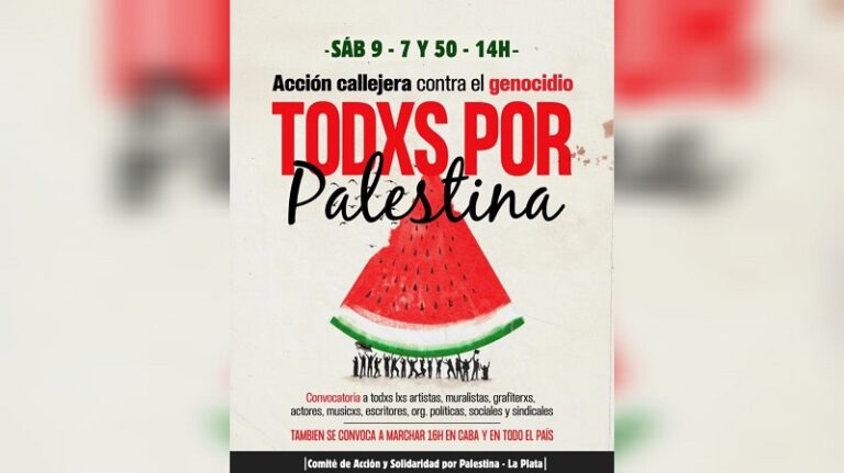 Acción callejera en La Plata contra el genocidio en Palestina