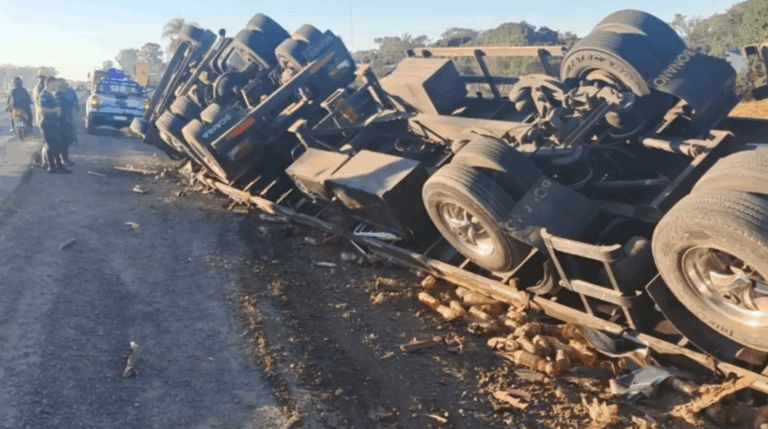 Corrientes: un camión volcó en la Ruta 12 y el conductor dio positivo en alcoholemia
