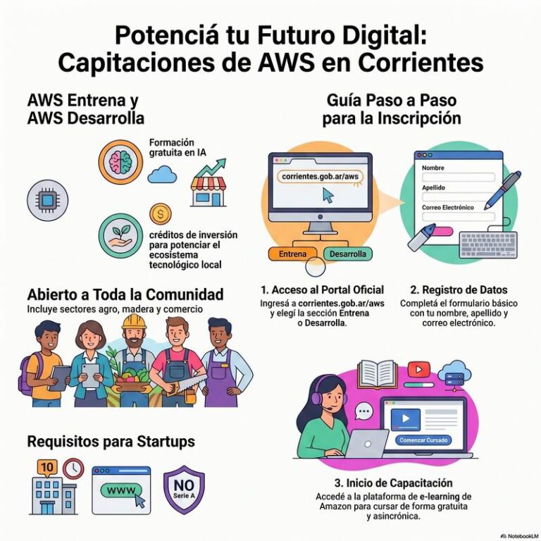 Logo de Amazon Web Services y bandera de Corrientes
