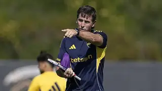 Plantel de Boca Juniors entrenando previo al partido de Copa Libertadores.