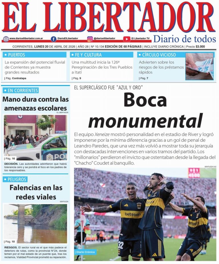 Logotipo o portada del Diario El Libertador de Corrientes en su versión digital.