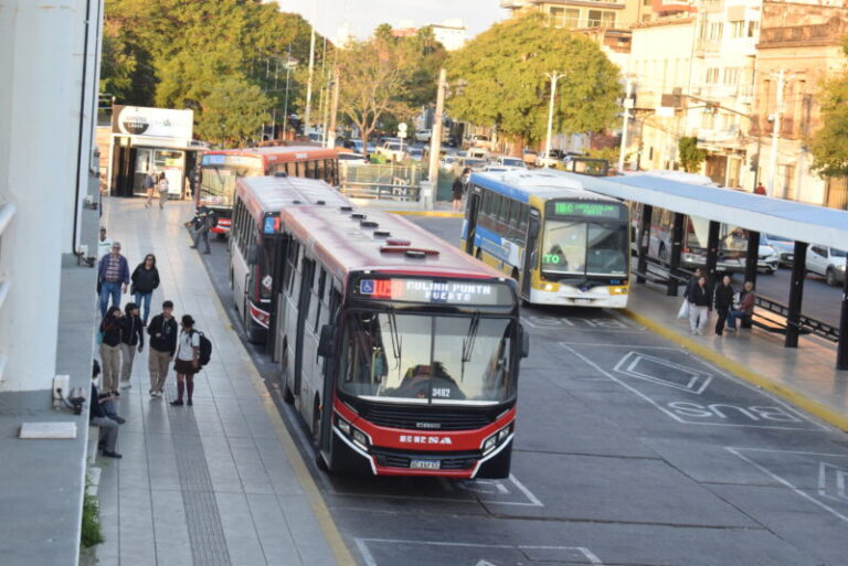 Colectivo urbano transitando por una calle de la ciudad de Corrientes