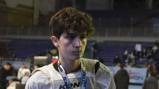 Ignacio Espínola Serial, taekwondista correntino, compitiendo en el Dominican Open.