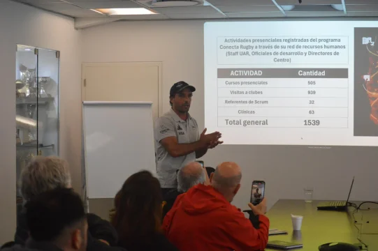 Referentes del programa Conecta Rugby de la Unión Argentina de Rugby en una actividad de capacitación.