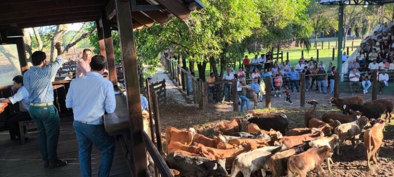 Productores ganaderos durante el remate en Riachuelo, Corrientes