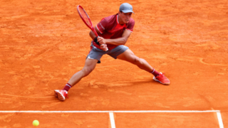 Sebastián Báez durante su partido en el Masters 1000 de Montecarlo.