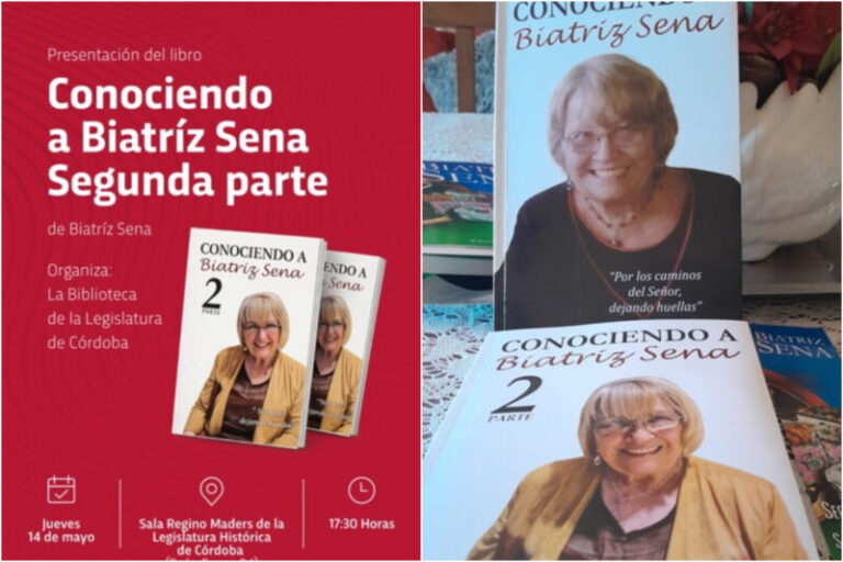 Biatriz Sena sosteniendo su libro Conociendo a Biatriz N° 2