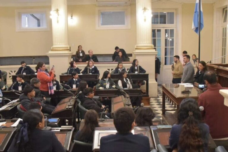 Estudiantes en el Recinto de Sesiones de la Legislatura Provincial de Corrientes durante la presentación de proyectos