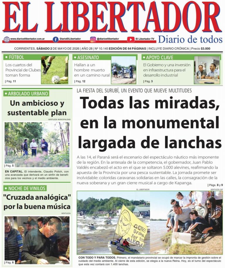 Portada digital del resumen de noticias del 2 de mayo de 2026 en La Gaceta Correntina