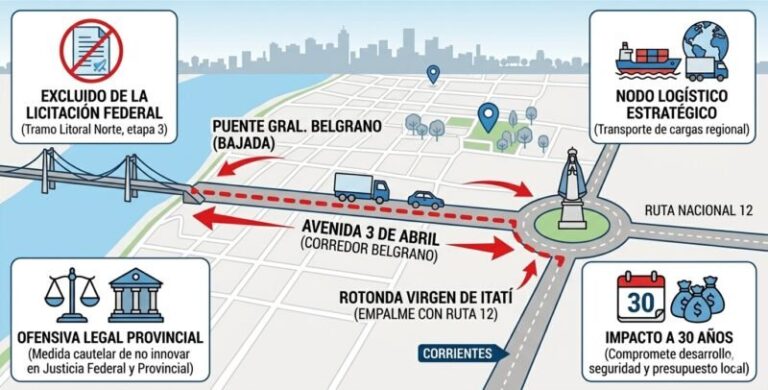 Mapa del Corredor Belgrano en Corrientes