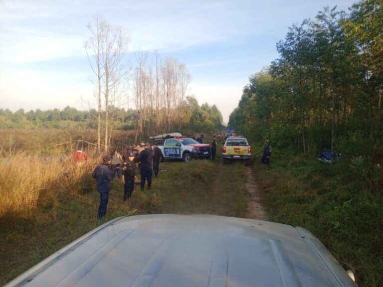 Laguna en Colonia Romero, Caá Catí, donde se busca al cazador desaparecido