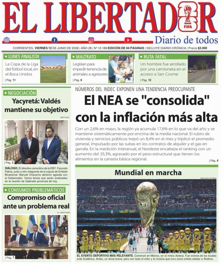 Portada y contratapa del diario La Gaceta Correntina del 12 de junio de 2026