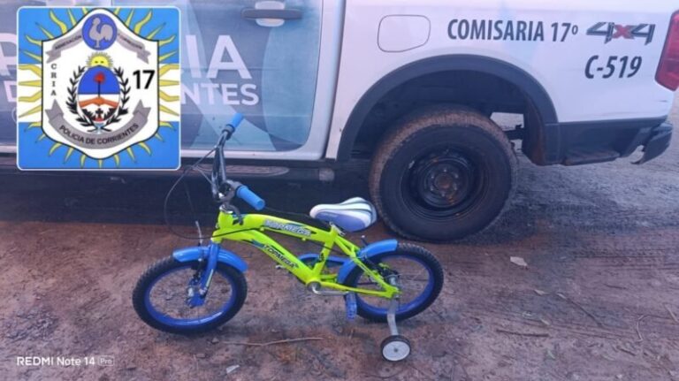 Bicicleta infantil secuestrada por policía en barrio Punta Taitalo