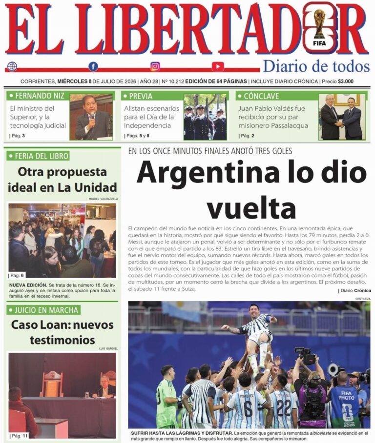 Vista panorámica de la ciudad de Corrientes el 8 de julio de 2026