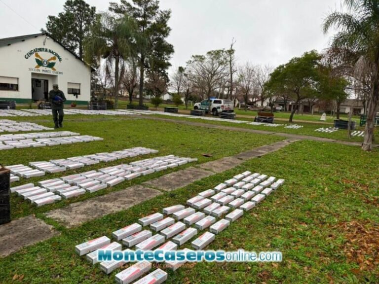 Efectivos de Gendarmería Nacional revisan cigarrillos incautados en Monte Caseros