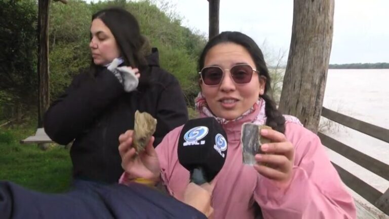 Investigadores del Conicet recolectando fósiles en la zona de El Ceibo, Monte Caseros, Corrientes