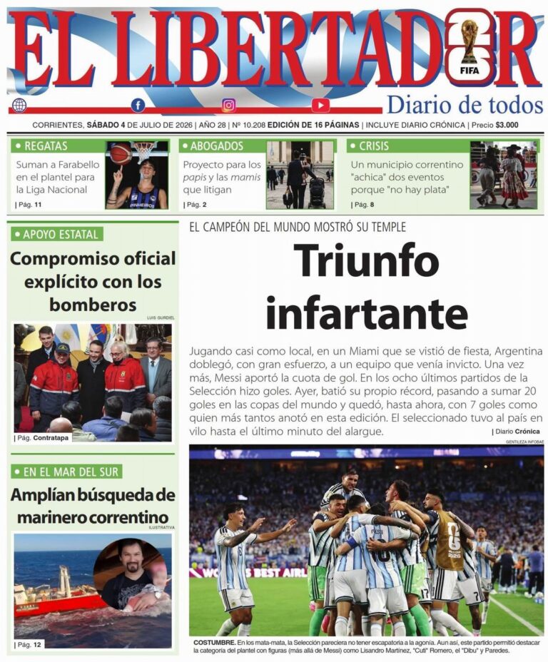 Portada y contratapa del diario del 4 de julio de 2026
