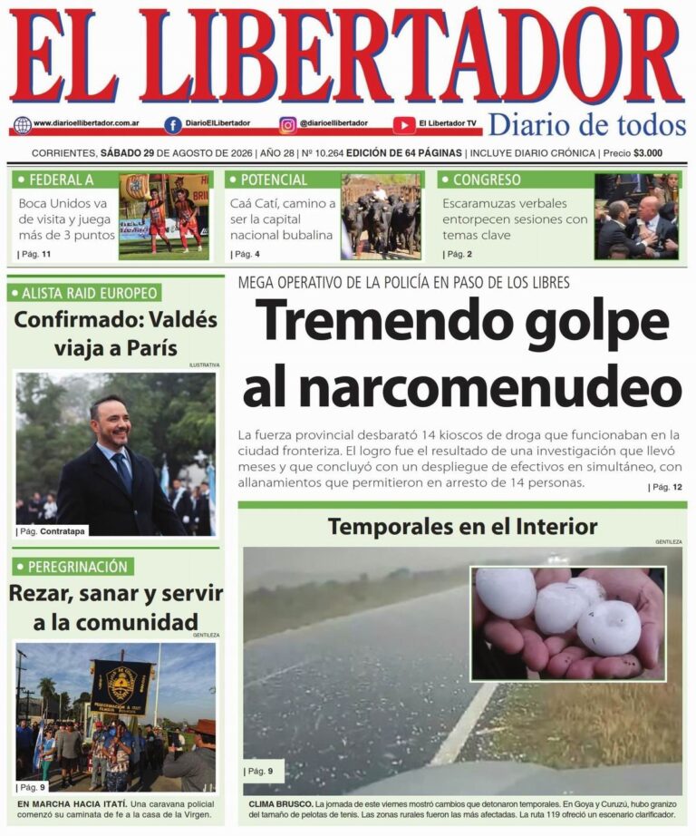 Fotografía de la ciudad de Corrientes el 29 de agosto de 2026