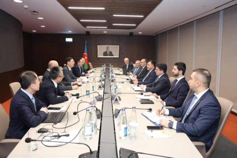 Ministro de Economía de Azerbaiyán y representante de empresa china en reunión