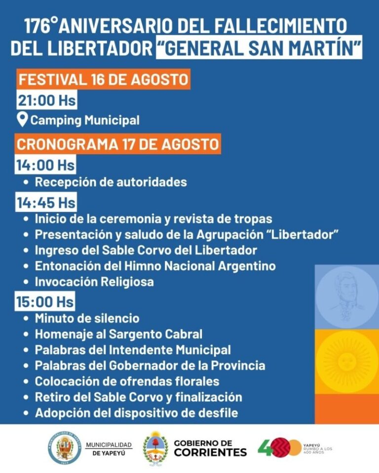 Acto conmemorativo en Yapeyú por el aniversario del fallecimiento del General San Martín