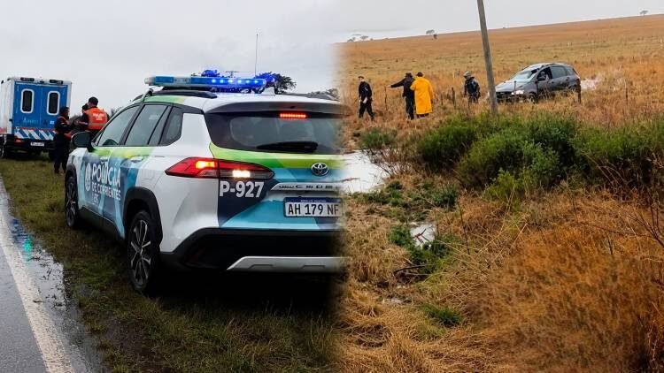 Vehículo Volkswagen Suran volcado en la Ruta Nacional 123