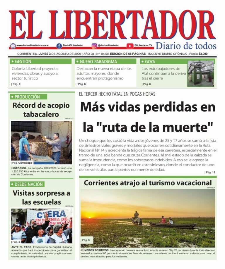 Portada del diario digital del 3 de agosto de 2026