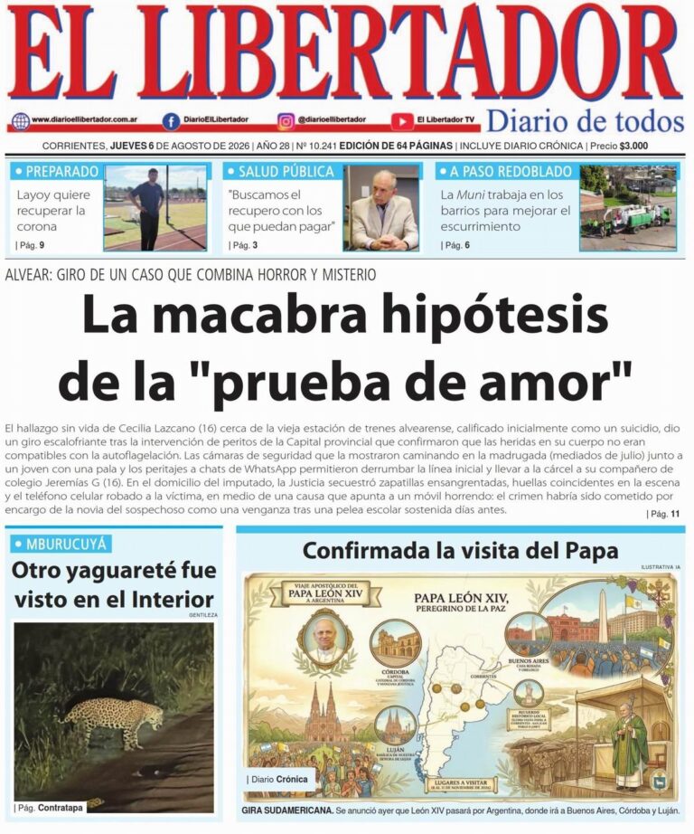Portada del diario digital con fecha 6 de agosto de 2026