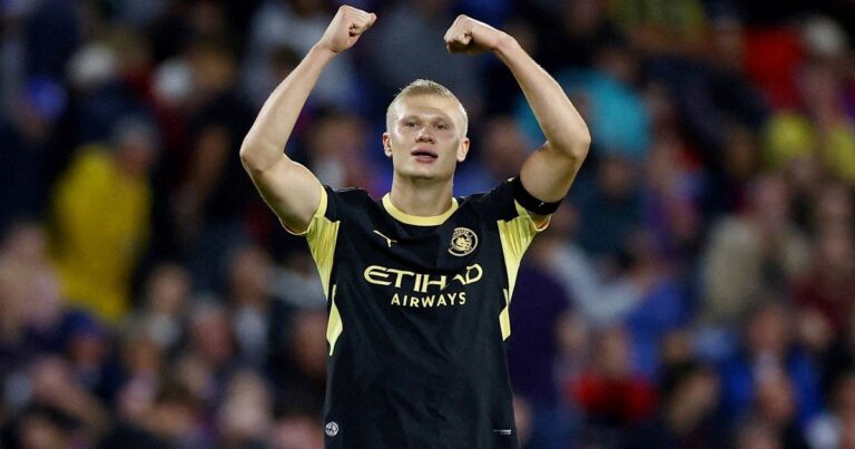 Erling Haaland celebra un gol durante el partido entre Manchester City y Crystal Palace