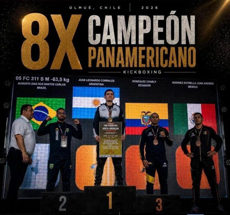Leonardo Corrales en el podio del Campeonato Panamericano de Kickboxing Wako 2026