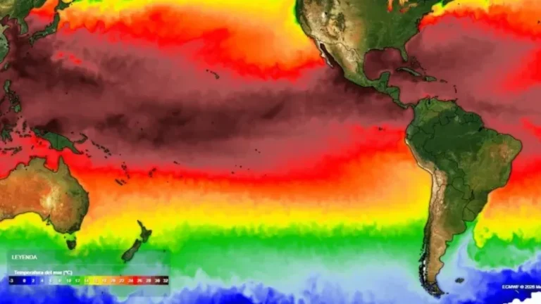 Mapa de la región con alerta meteorológica por El Niño