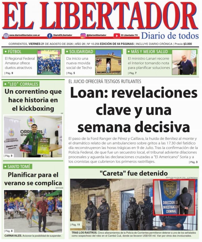 Tapa y contratapa del 21 de agosto de 2026