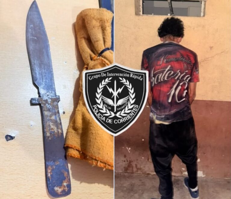 Móvil policial en el barrio Galván de Corrientes