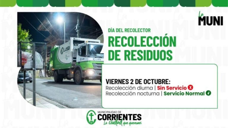 Camión de recolección de residuos en la ciudad de Corrientes