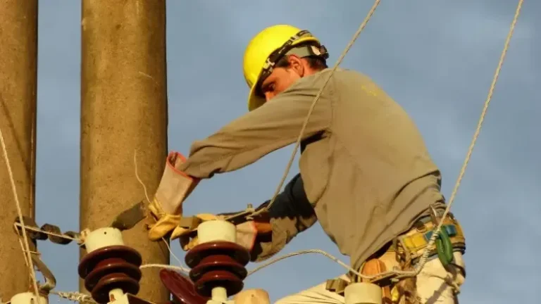 Poste de energía eléctrica con cables de media tensión en la provincia de Corrientes
