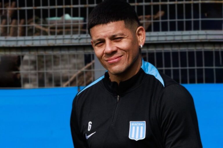Marcos Rojo durante un entrenamiento con Racing