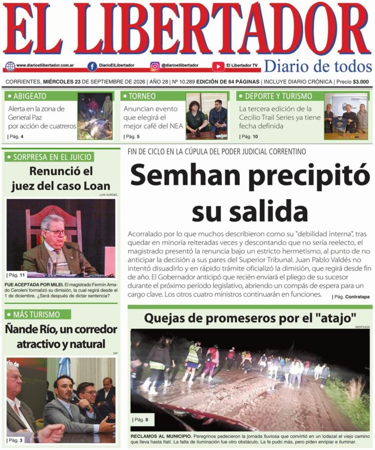 Primeras planas de los diarios de Corrientes del 23 de septiembre de 2026