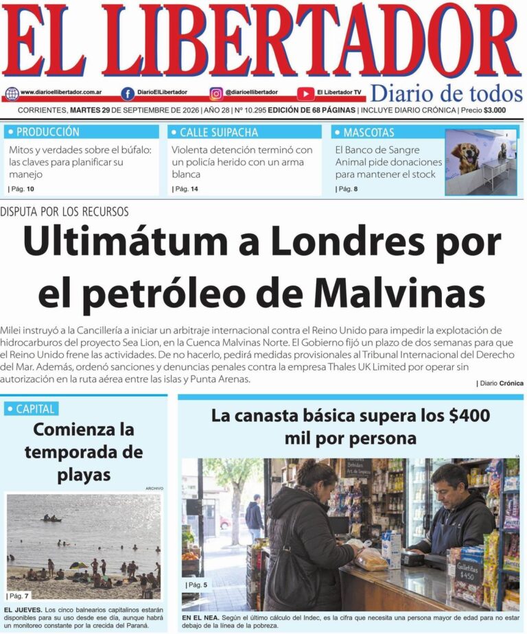Portadas de diarios de Corrientes del 29 de septiembre de 2026