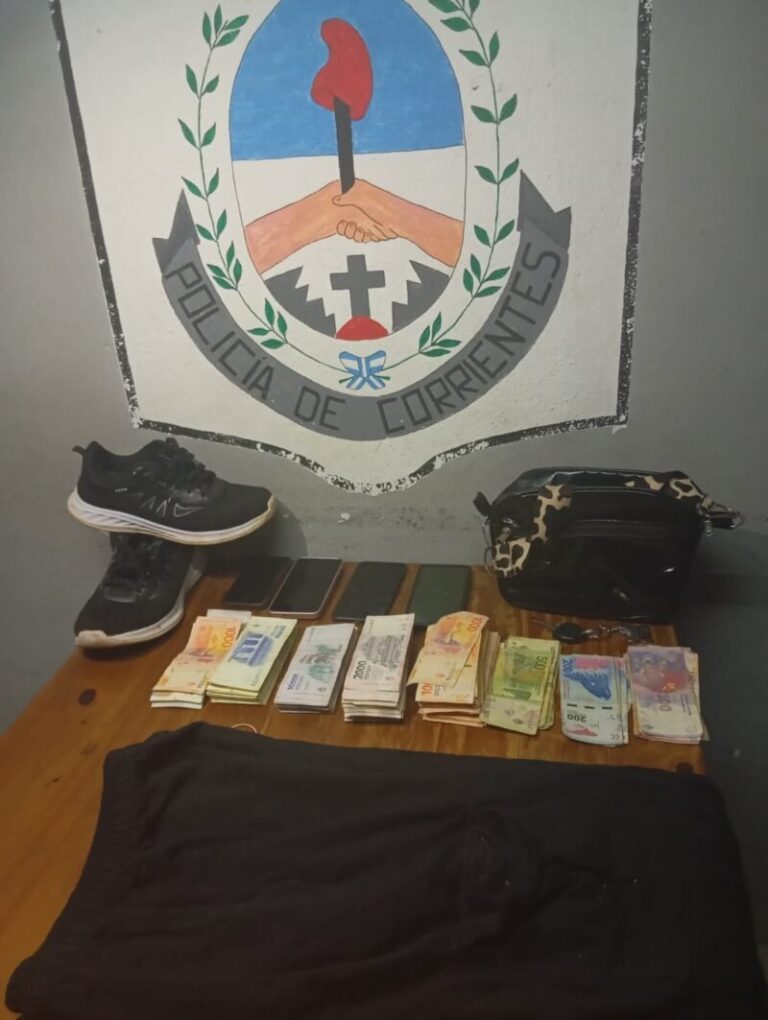 Móvil policial en un operativo de allanamiento en Santo Tomé