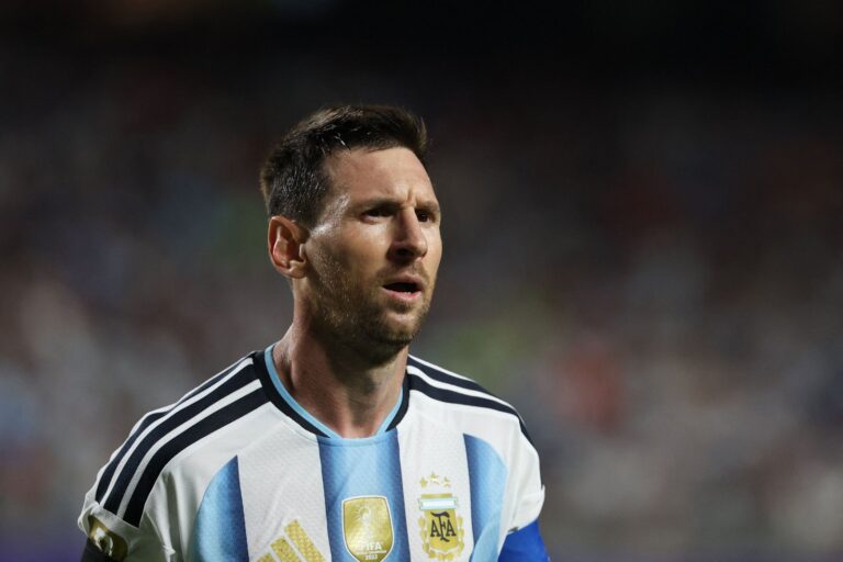 Lionel Messi durante un partido con la selección argentina