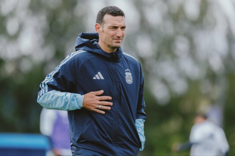Lionel Scaloni durante el entrenamiento de la Selección argentina en Ezeiza