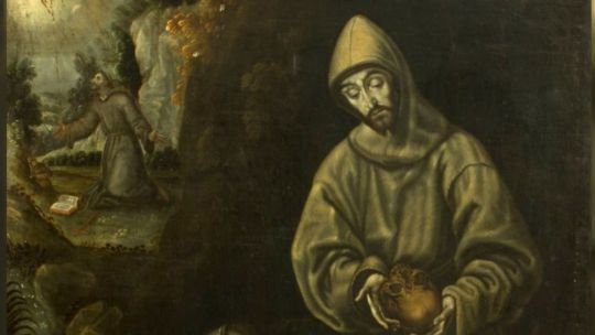 Pintura Meditación y Estigmatización de San Francisco de Asís atribuida a El Greco