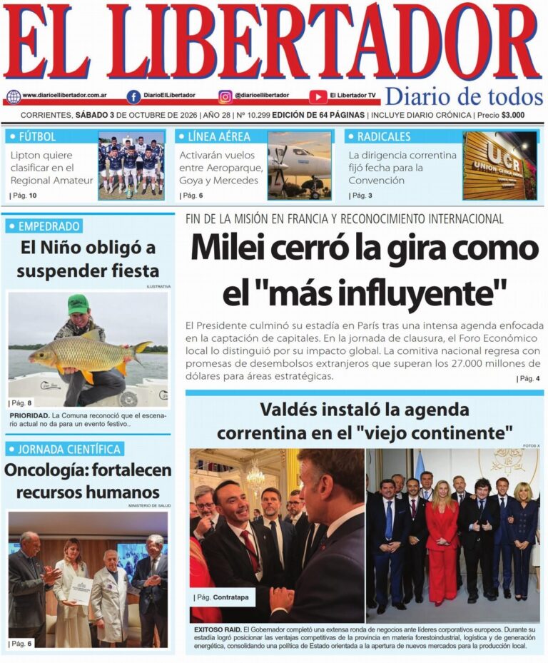 Portada del diario digital del 3 de octubre de 2026
