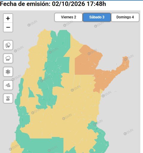 Cielo nublado con tormenta sobre la provincia de Corrientes