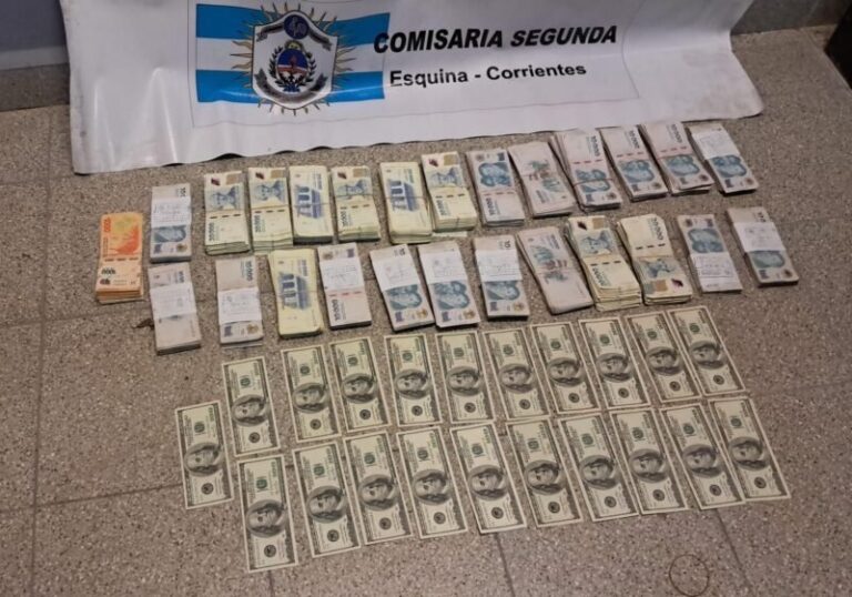 Procedimiento policial en Esquina con detención y recupero de dinero en pesos y dólares