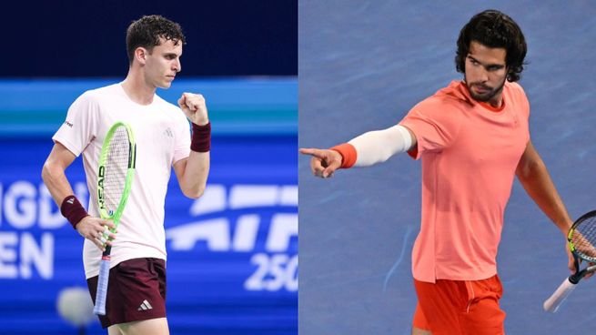Juan Manuel Cerúndolo durante su partido en el Masters 1000 de Shanghái
