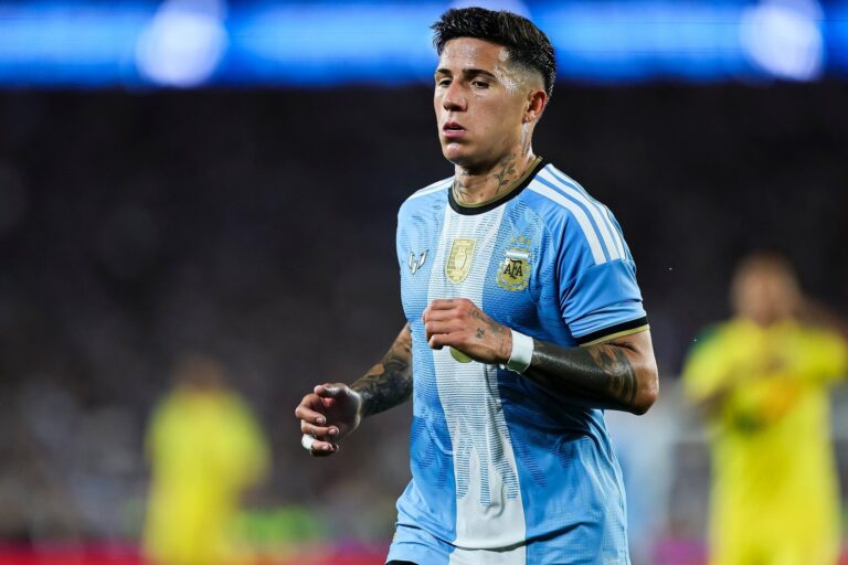 Jugadores de la selección argentina de fútbol durante un partido
