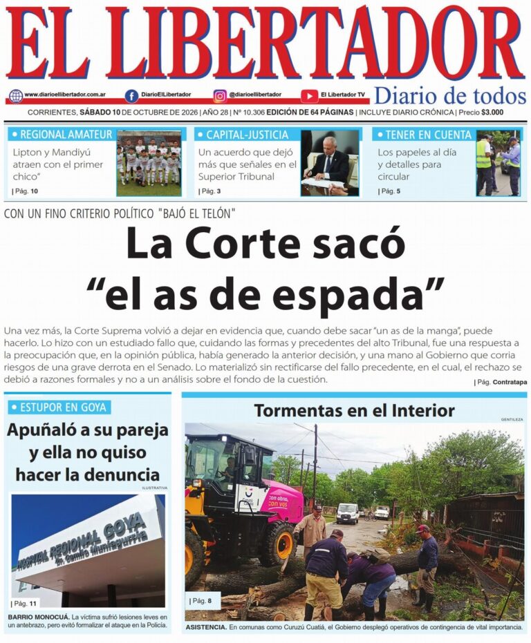 Portadas de los diarios del 10 de octubre de 2026