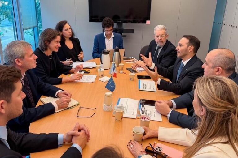 Gobernador Juan Pablo Valdés durante su exposición en la Argentina Week en París